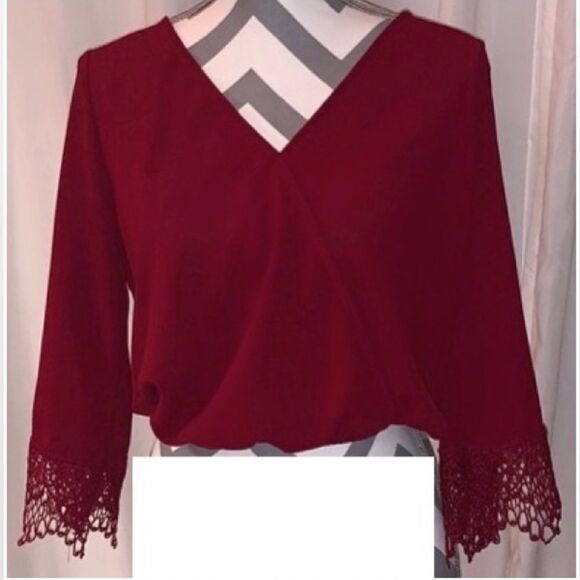 Y2K Charlotte Russe Small Red Chiffon Crop Trend Top - Picture 3 of 16
